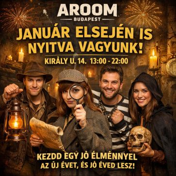 Január 1-jén is nyitva az AROOM Budapest – kezdd az évet egy felejthetetlen szabadulószoba élménnyel!-img